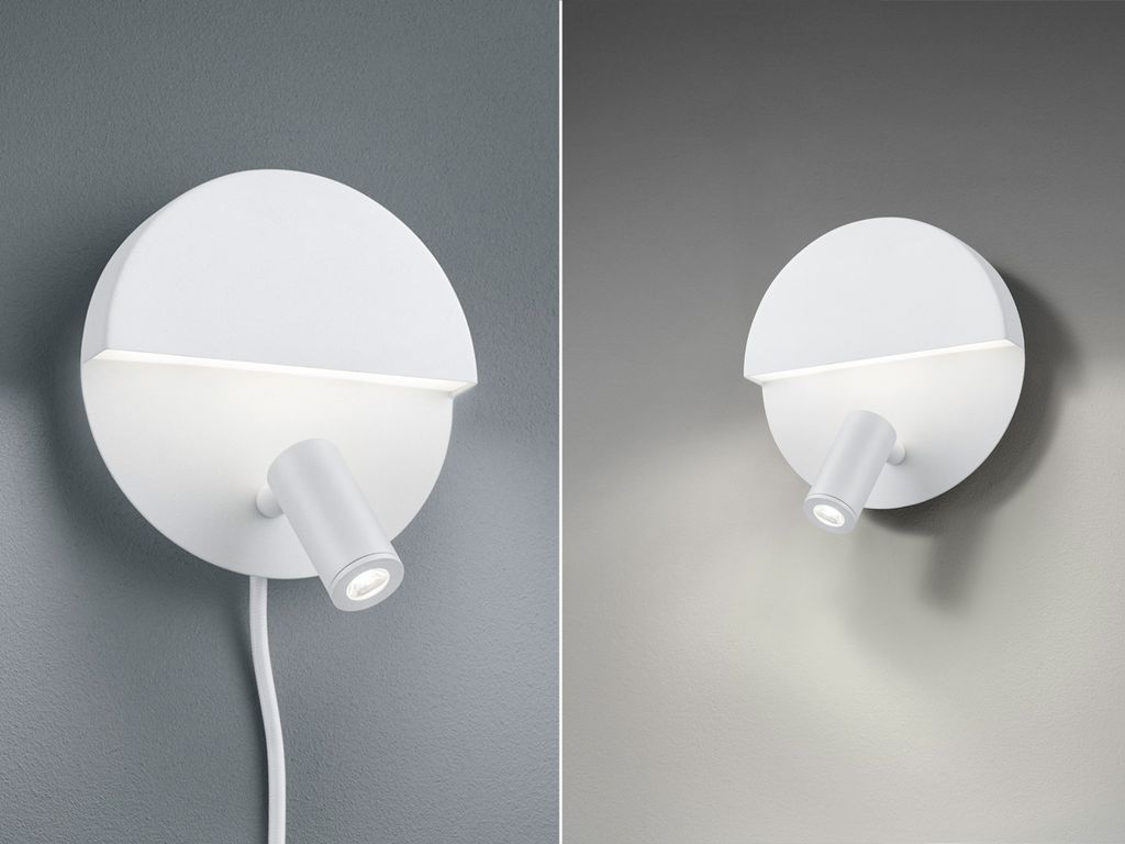LED Wandleuchten innen SET mit Leselampe, Schalter & Stecker Schlafzimmer Bett