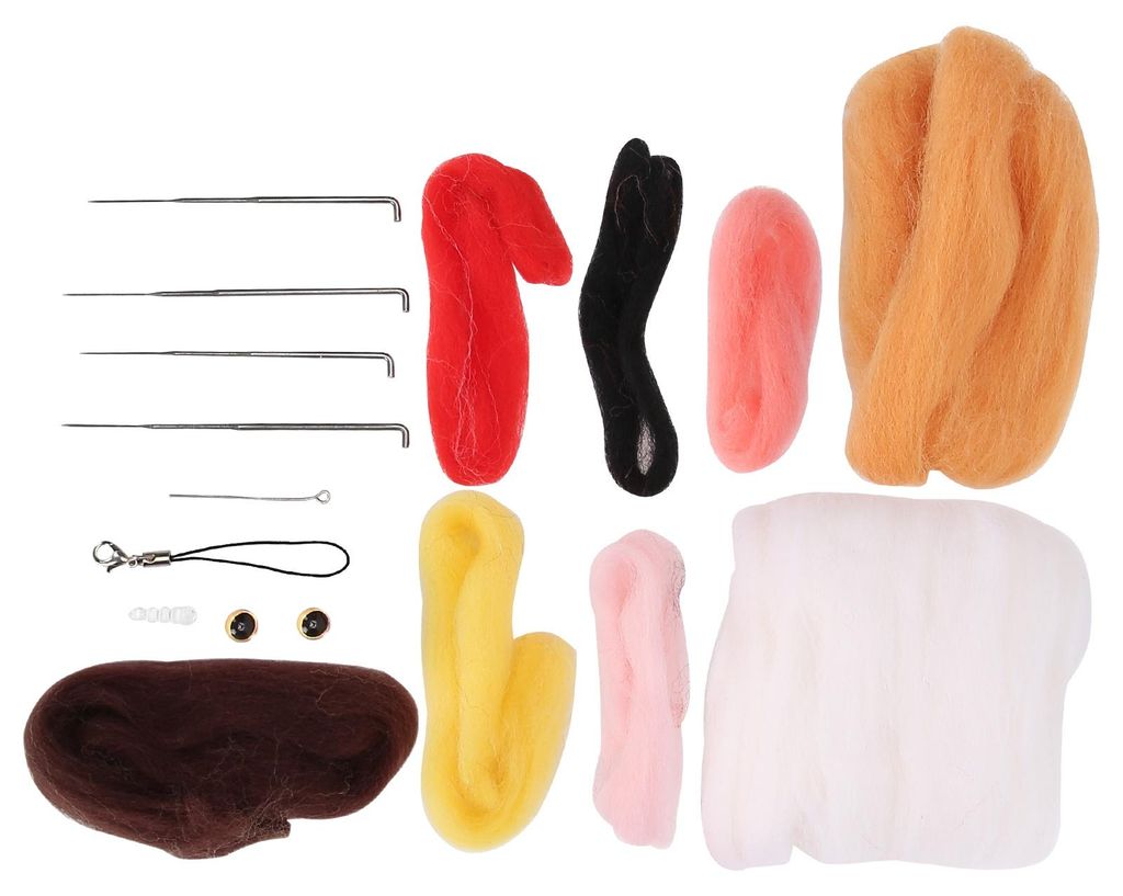 Filz-Set für Tierfiguren: Katzenpuppe zum Selbermachen, Heimdekoration, Filzspaß mit Nadel und Nähzubehör