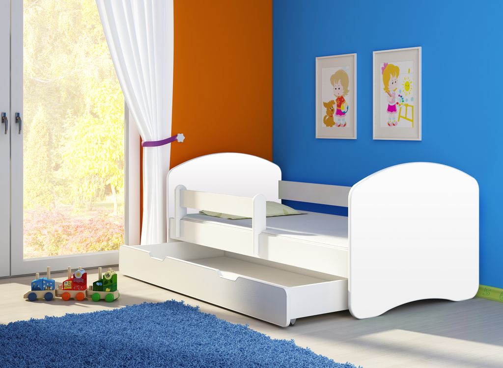 Kinderbett Jugendbett mit Matratze in Weiß / Weiß ACMA II Produktbild 2
