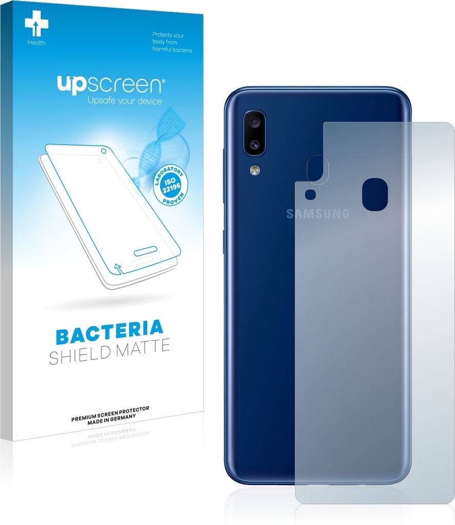 upscreen Schutzfolie für Samsung Galaxy A20e (Rückseite) Antibakterielle Folie Matt Entspiegelt Anti-Fingerprint Anti-Kratzer