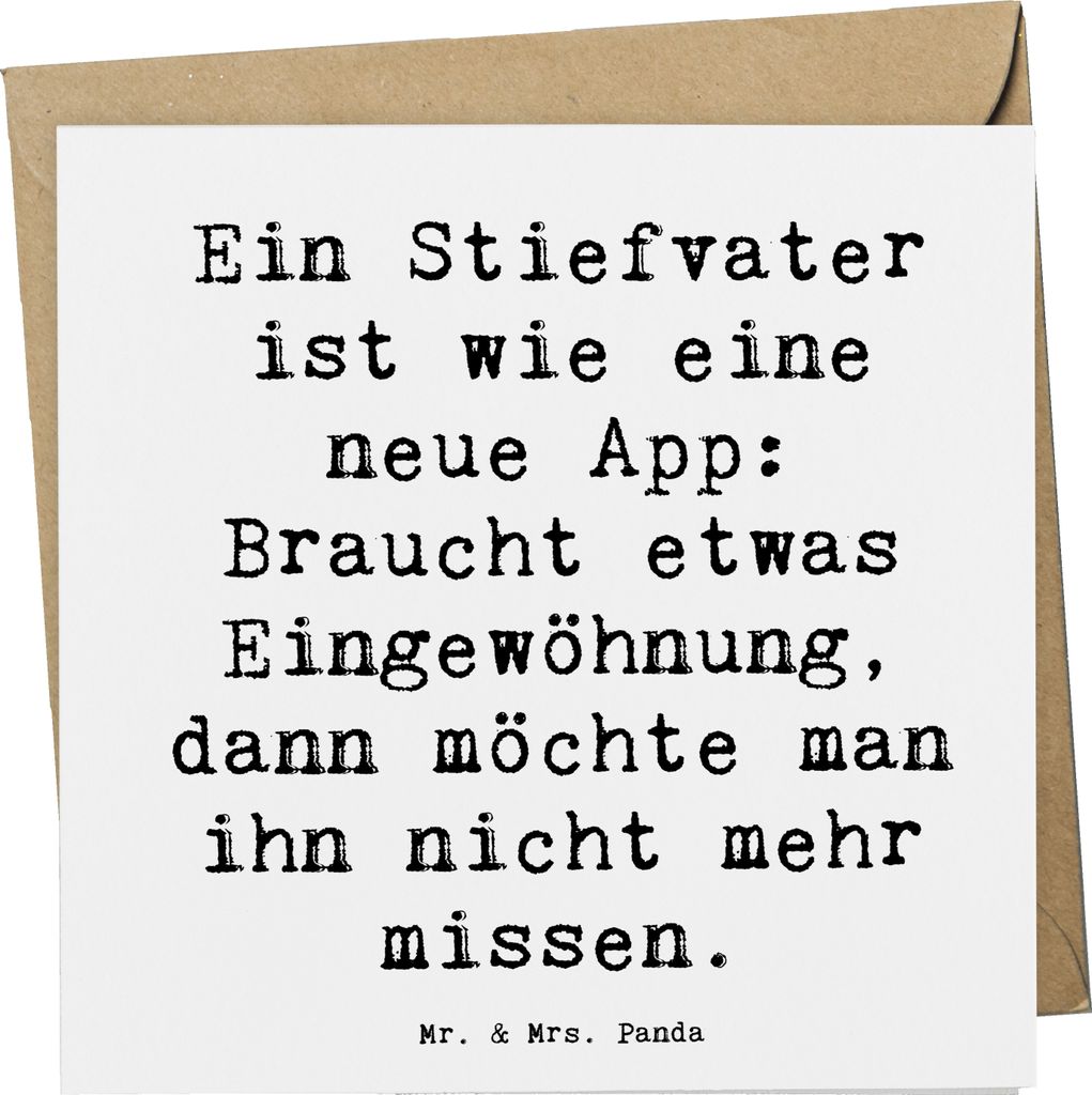 Mr. & Mrs. Panda Grußkarte Spruch Stiefvater Liebe - Weiß - Geschenk, Geschenke, herzerwärmende Sprüche, Familie, Freude, anlasskarte, Akzeptan...