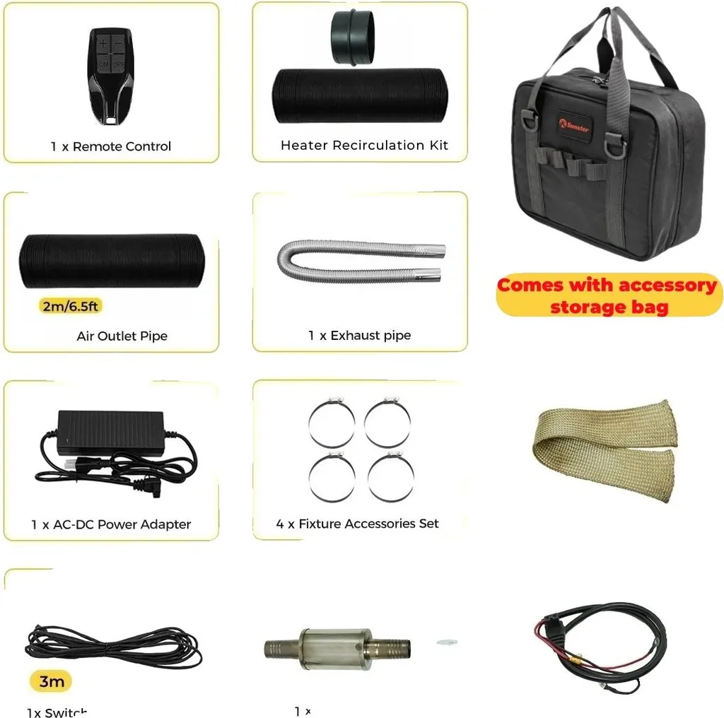Chauffage au Diesel pour Van et Bateau avec Bluetooth et Sac de Voyage