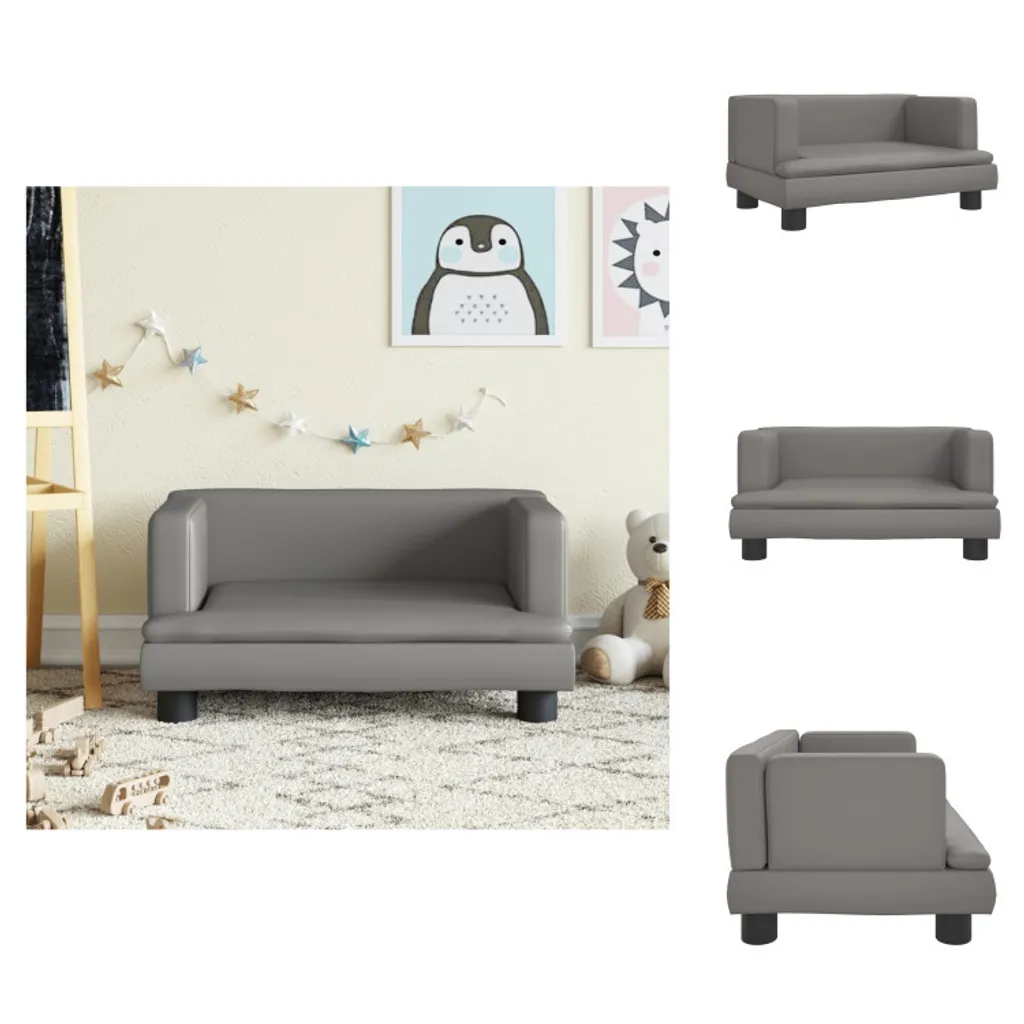 Canapé enfant Gris vidaXL 60x40x30 cm en Similicuir - Confort Bébé