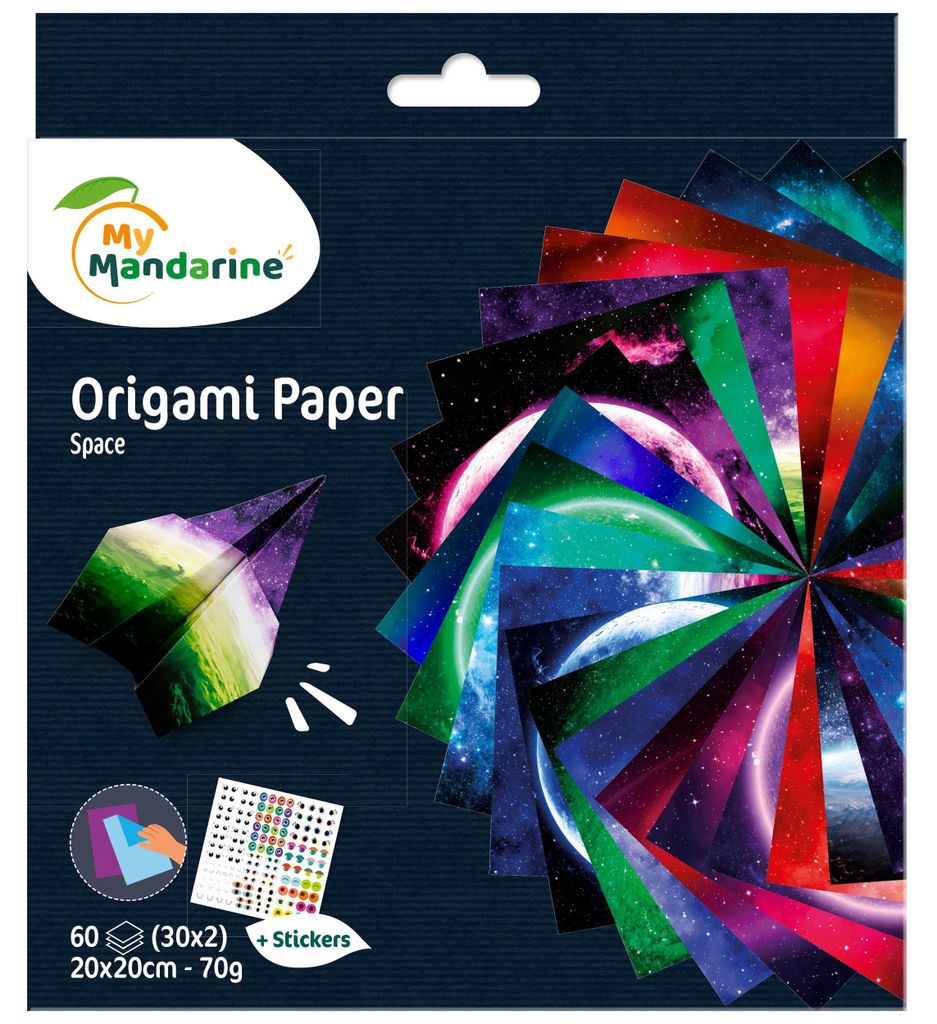 Avenue Mandarine 3x Origami Paper, Space, 60 Bl 20x20 cm, 70g Mehrfarbig OR519C