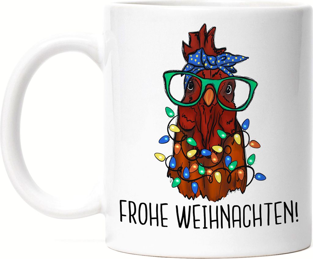 Frohe Weihnachten Tasse Weiß Truthahn Weihnachtsdekoration Lichterketten Merry Christmas Weihnachtsessen