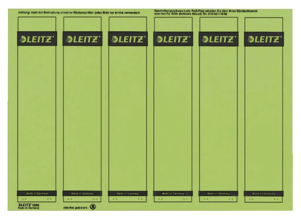 Leitz 1686-20-55 1686 Etichette per dorso in PC - carta, corte/strette, 150 pezzi, verdi