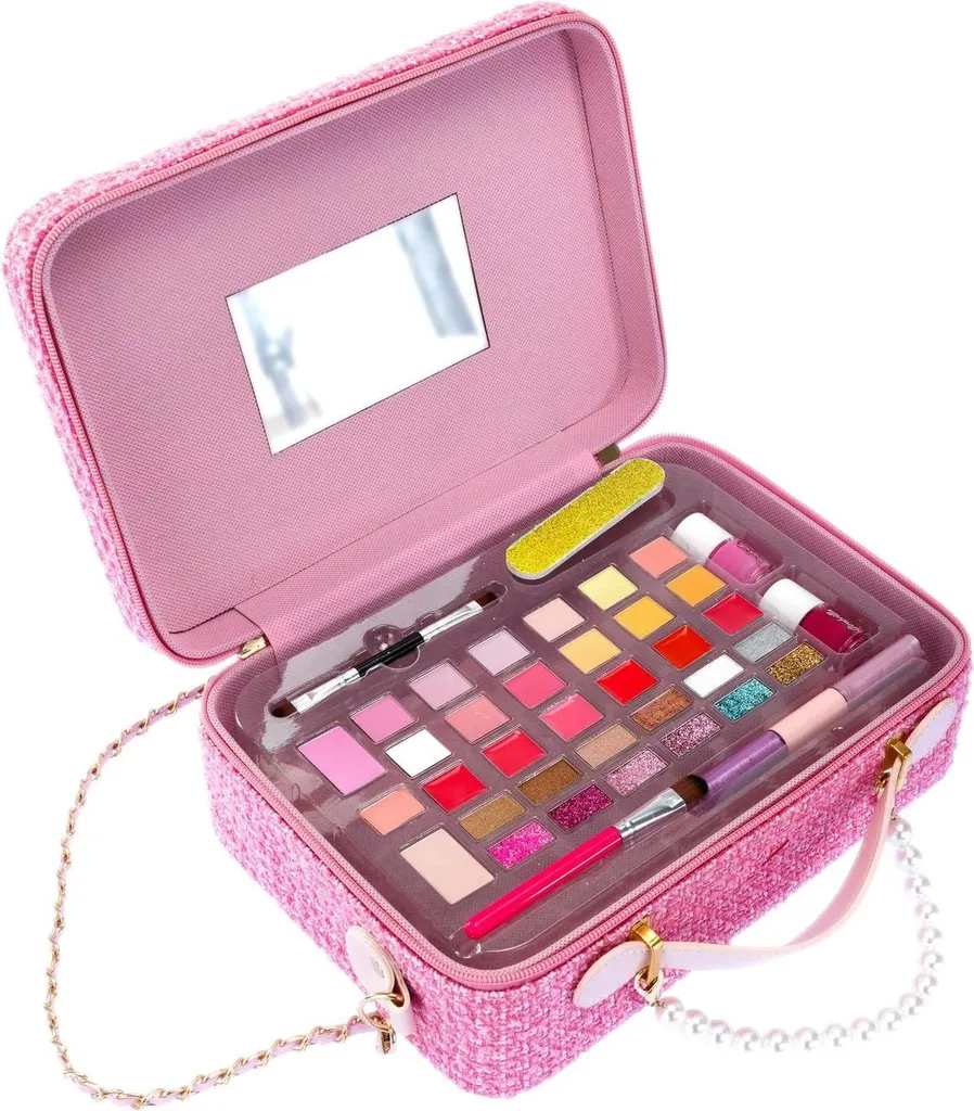 Valisette maquillage enfant à sequins bicolores 26cm avec grand miroir
