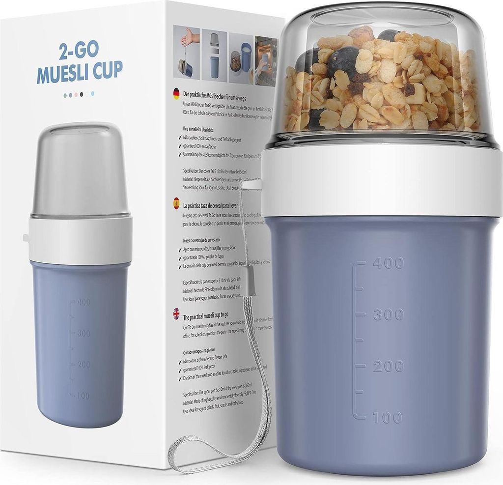 Müslibecher to Go Joghurtbecher Auslaufsicher 560ml+310ml Produktbild 