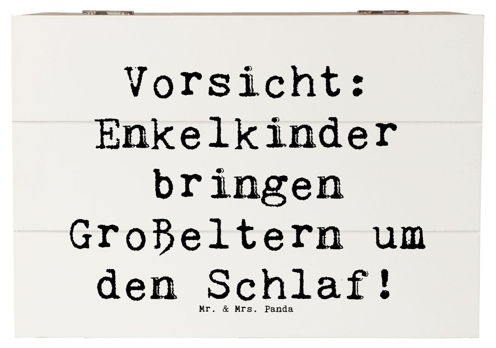 Mr. & Mrs. Panda Geschenkbox Spruch Enkelkinder 22 x 15 cm - Weiß - Geschenk, Familienleben, Familienmitglieder, Holzkiste, Geburtstage, Herausfor...