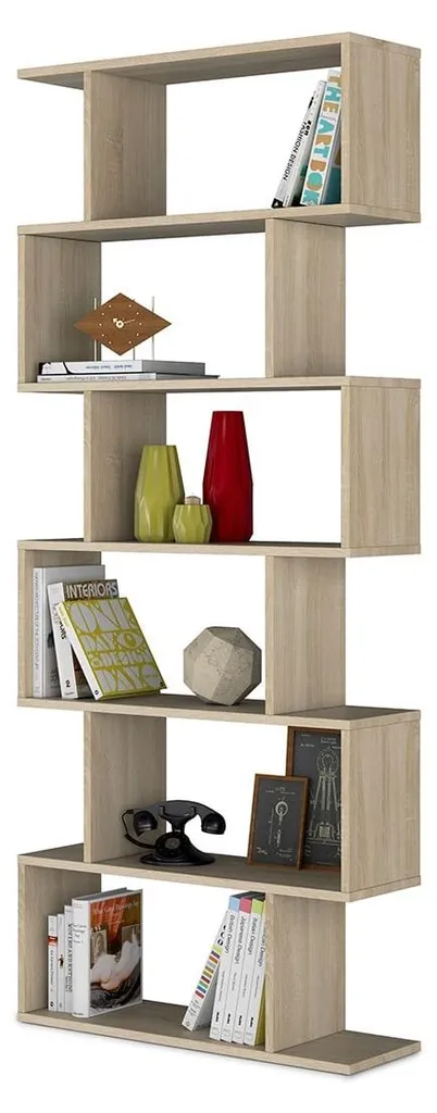 Bibliothèque design 6 niveaux 192 cm Athena structure bois robuste - 8