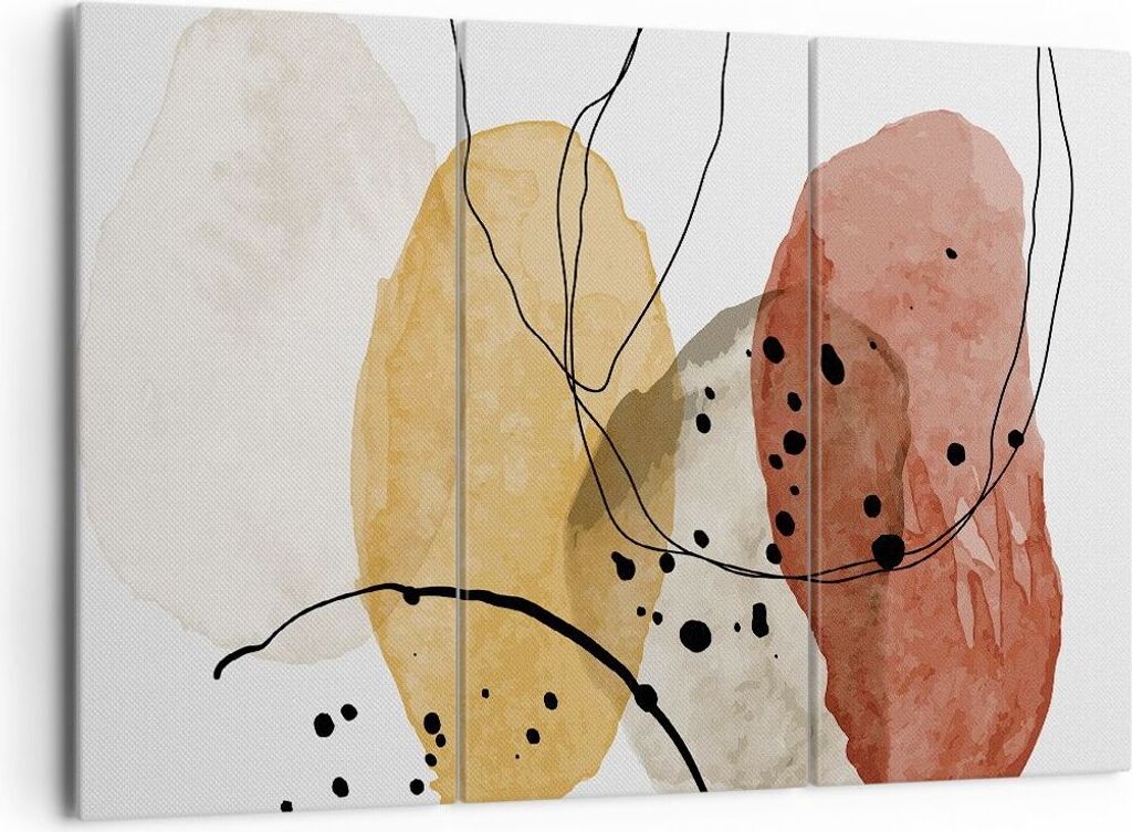 Bild auf Leinwand - Leinwandbild - 3 Teile - Aquarell Abstraktion Formen - 165x110cm - Wand Bild - Wanddeko - Wandbilder - Leinwanddruck - Bilder -...