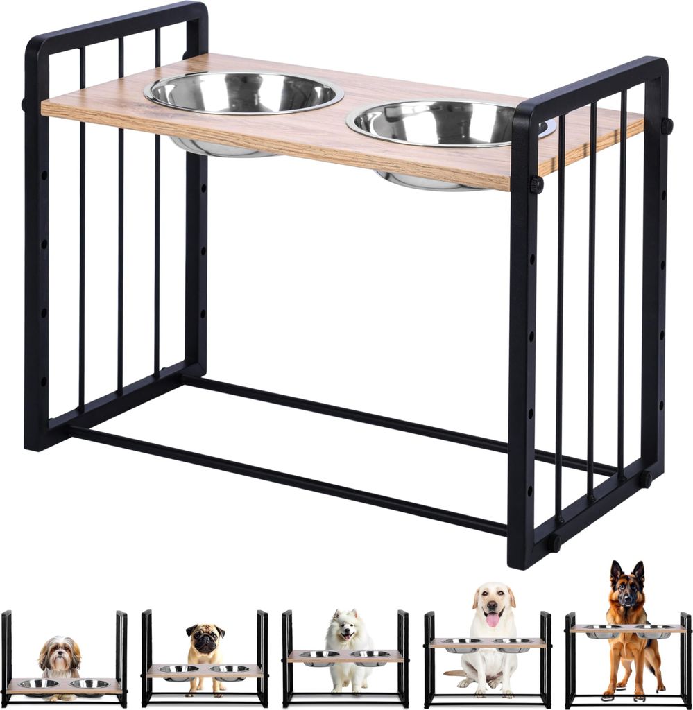 Belle Vous Hundenapf erhöht - 2 x Futternapf Hund mit Ständer - Verstellbare Fütterungsstation mit Hundenäpfen - Rutschfester erhöhter Fressna...