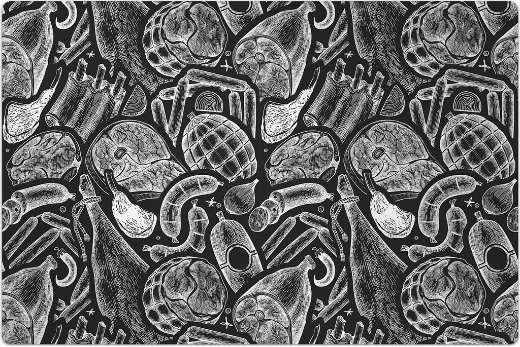 Küchenmatte 60x90 cm Vinylmatte Bodenmatte Dekoration - Schinken Würstchen Jamon Steak