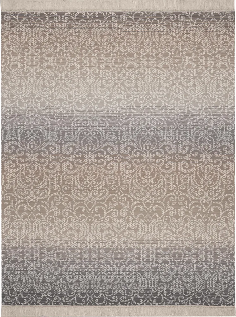 Biederlack Plaid Ornamental 150x200 cm avec franges élégantes en coton