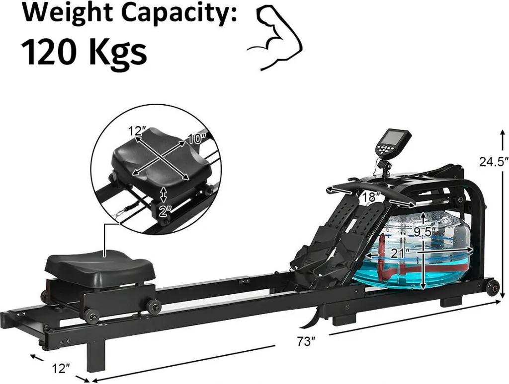 Rameur à Eau CF223 Résistance Ajustable et Écran LCD pour Cardio Training