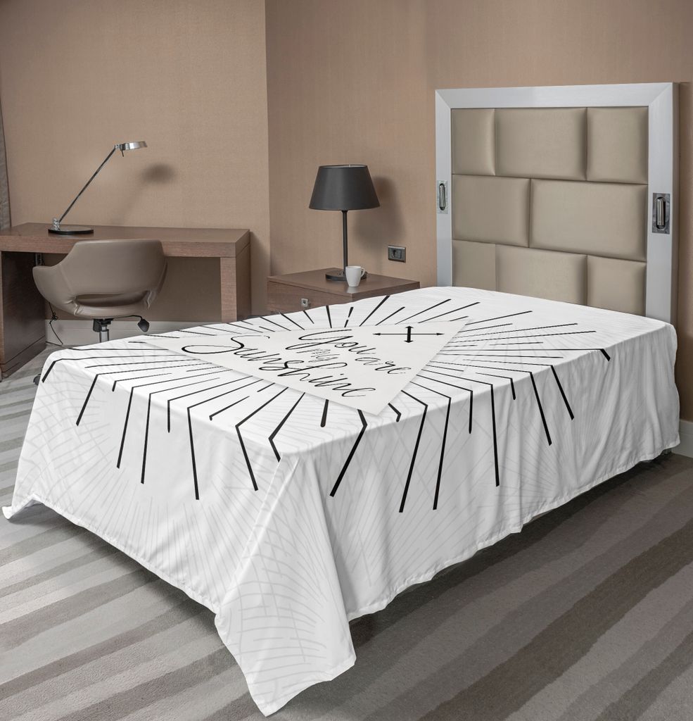 ABAKUHAUS Sprichwort Bettlaken, Minimalistische monochromatische Tribal Boho Stil Strahlen Linien und Interlace Pfeile, weiches bequemes oberes Bet...