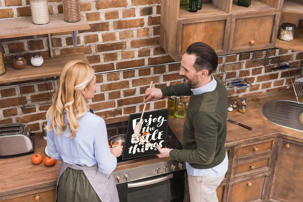 Copertura Piano Cottura 40x52 Ceramica e Vetro - Tagliere Decorativo Nero - 5