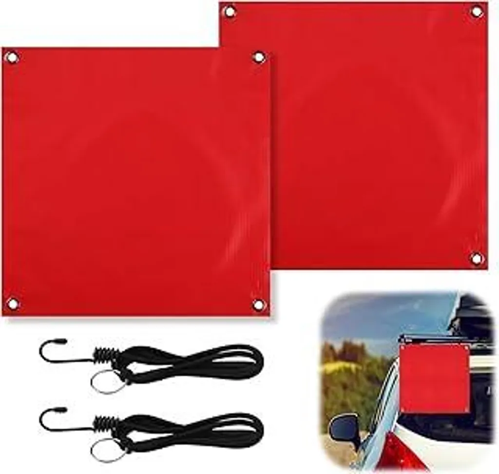 Kit 2 Bandiere Segnalazione Rosse STVO per Rimorchi e Furgoni