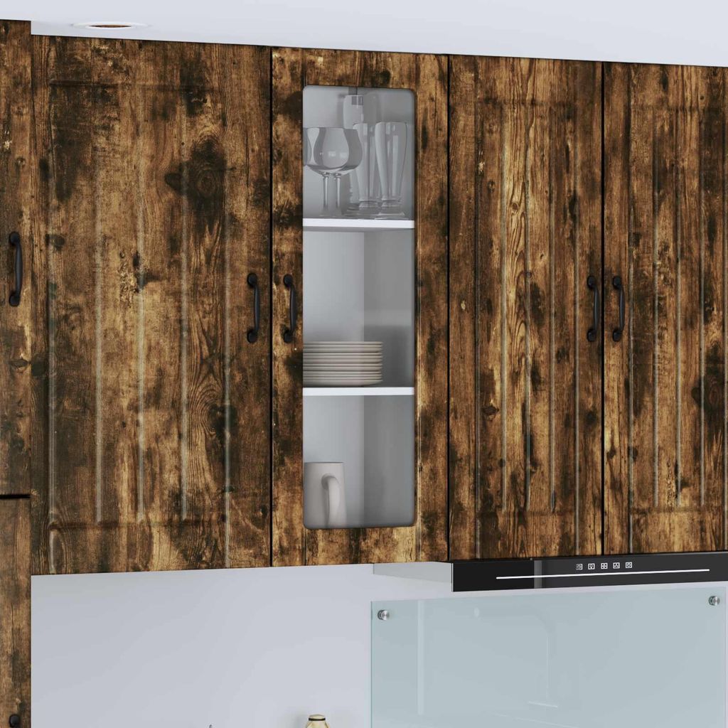 vidaXL Wandglas-Schrank LUCCA Geräucherte Eiche 40 x 31 x 100 cm