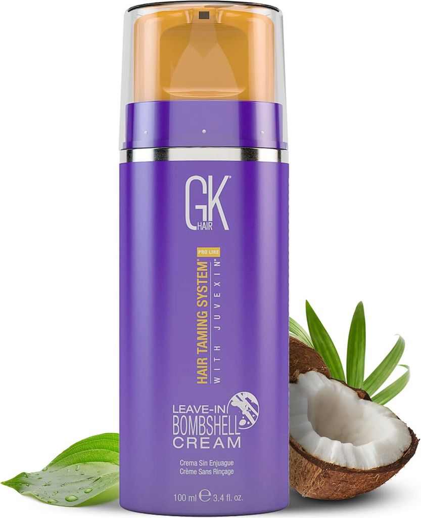 GK HAIR Global Keratin Leave In Bombshell Purple Cream (100 ml/3.4 Fl Oz) Pflegende, glättende, feuchtigkeitsspendende, kräuselnde Creme für blo...