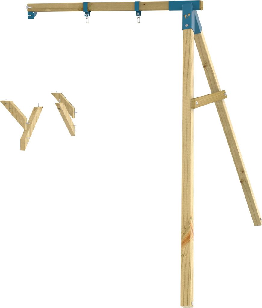 TP Toys Holz-Einzelschaukel braun 201x235x200 cm mit Verankerungsset bis 50 kg