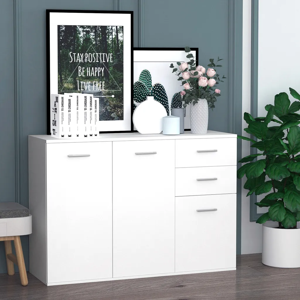 Commode de cuisine compacte pour micro-ondes et vaisselle blanche - 2