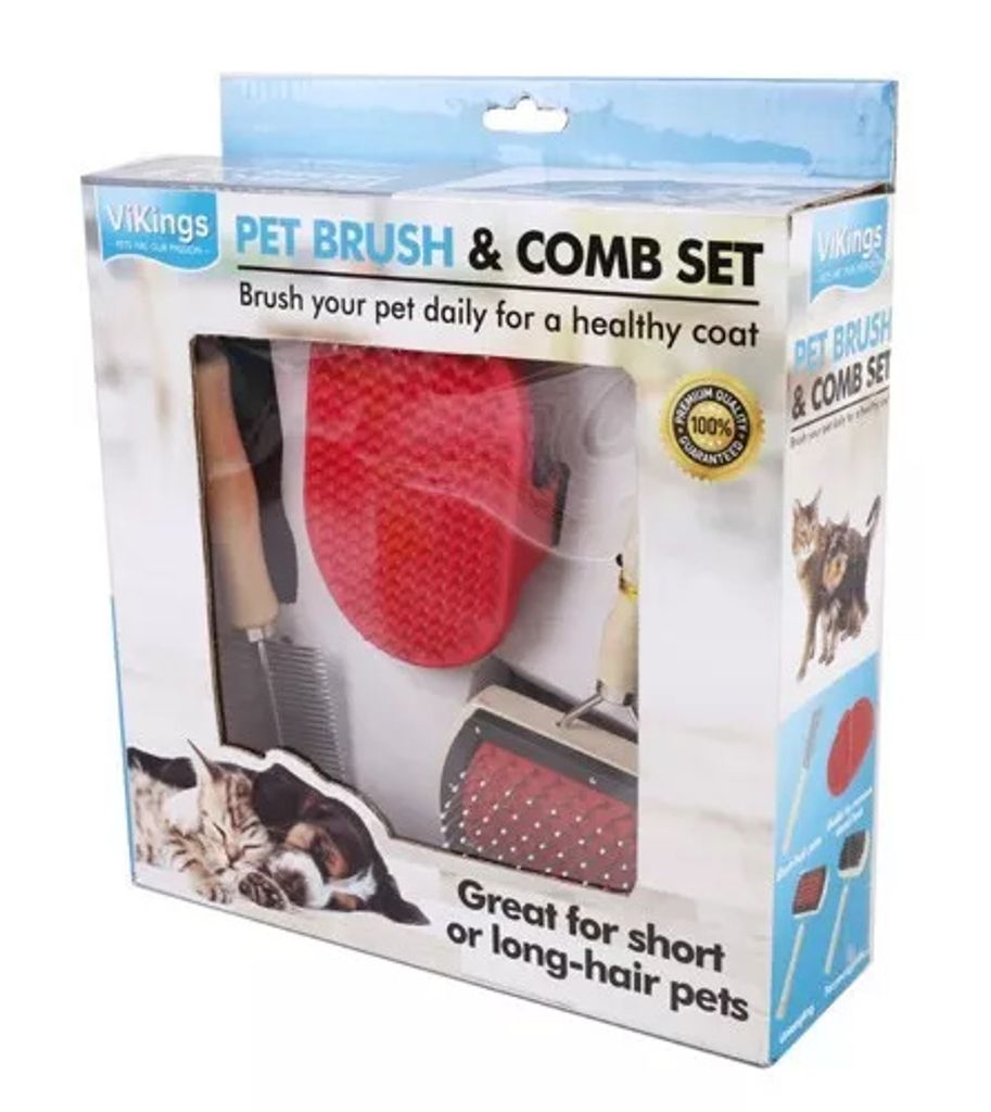 Hunde - Katzen Pflege Set - Haustier - Fell - Bürste