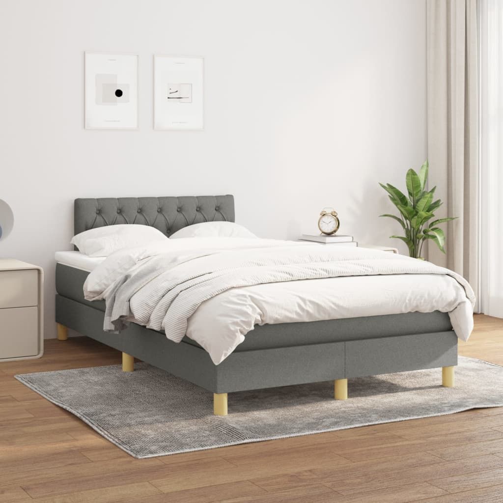 The Living Store Boxspringbett mit Matratze Dunkelgrau 120x200 cm Stoff