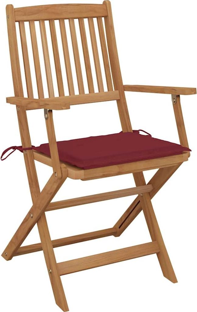 vidaXL Klappbare Gartenstühle 2 Stk. mit Kissen Massivholz Akazie