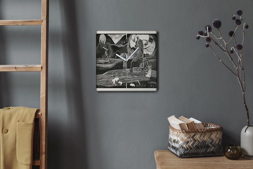 Coloray Hodiny Unikátní 30x30 cm Tiché hodiny Pro obývací pokoj a kuchyň Nástěnné hodiny Plátno Bílé ručičky hodin - Maruru Gauguin