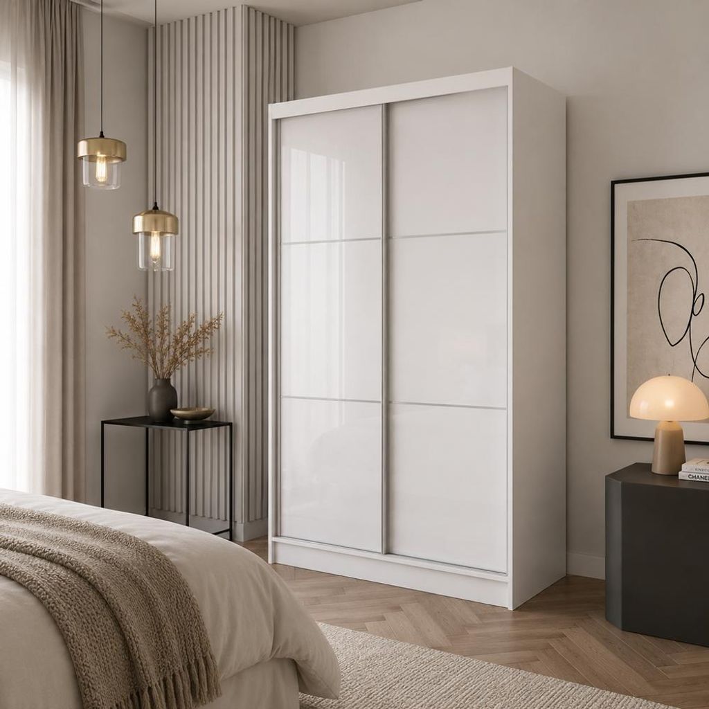 Kleiderschrank mit Hochglanz VIVA 120cm - Schrank mit Produktbild 