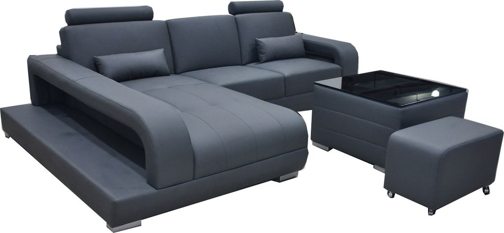 XXL Couch Ecksofa Leder Wohnlandschaft Garnitur Design Modern Sofa L-Form F3017C