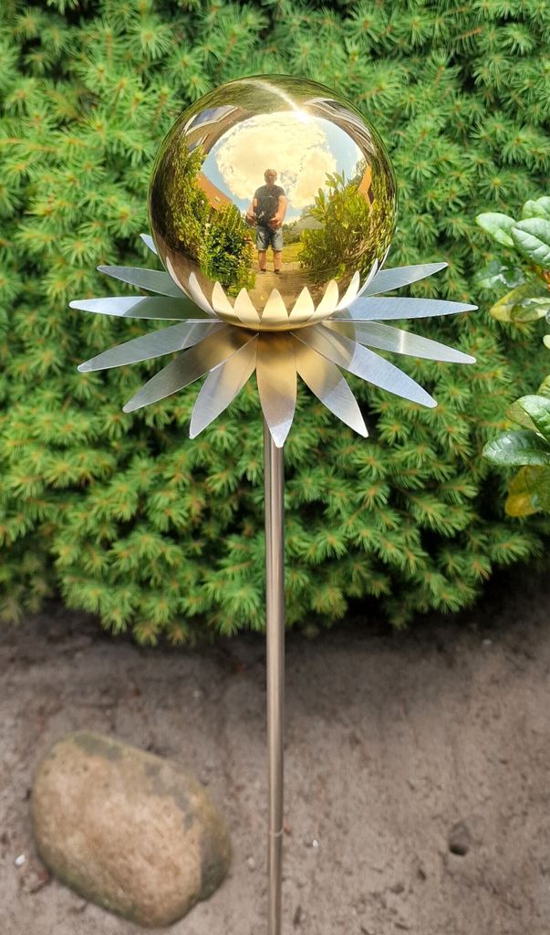 Blütenzauber Milano Rosenkugel 10 cm Edelstahl gold poliert Produktbild 