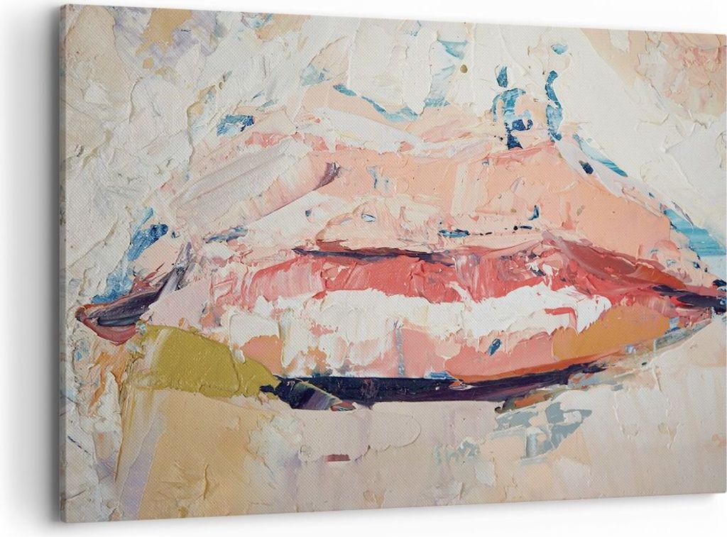 Bild auf Leinwand - Leinwandbild - Einteilig - Mund pastos Stück - 100x70cm - Wand Bild - Wanddeko - Wandbilder - Leinwanddruck - Bilder - Wanddek...