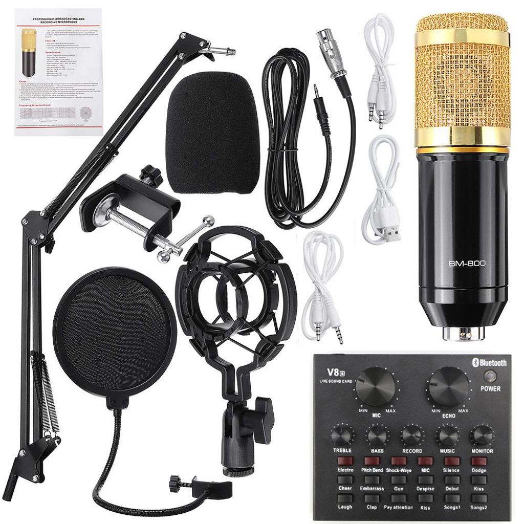 BM800 Pro Kondensator microphone Mikrofon Kit Komplett Set für Studio Aufnahme 