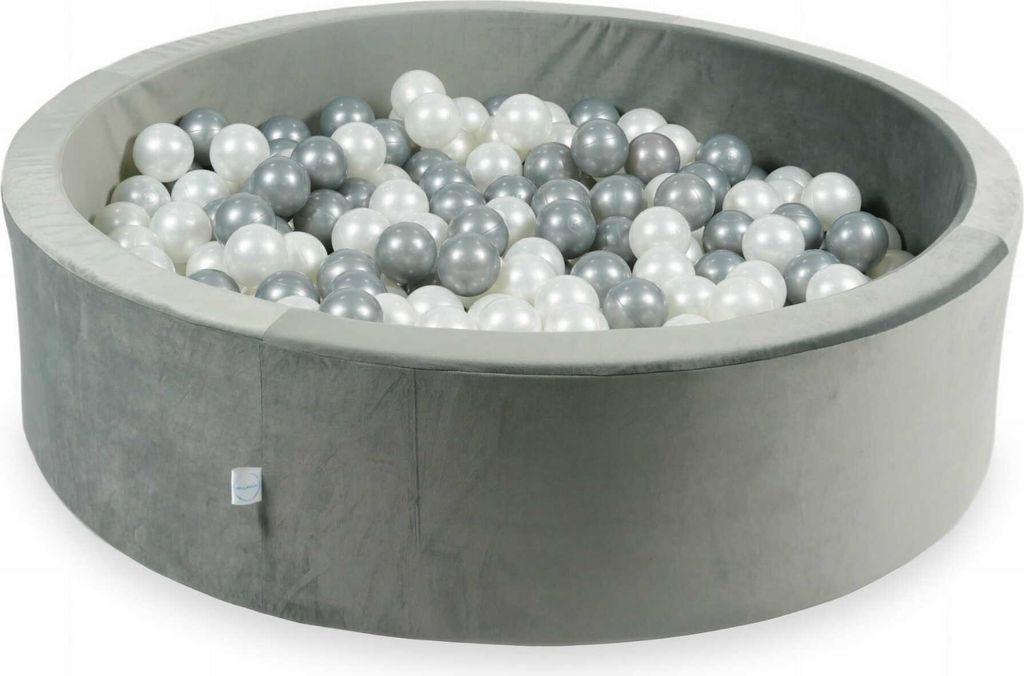 Bällebad 110x30 samtgrau – Mit 400 Bällen / Perle, Silber