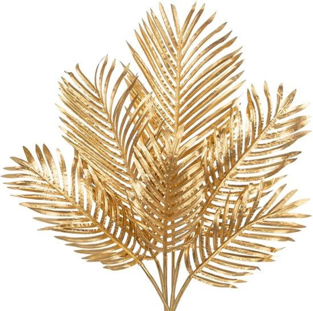 Feuilles de Palmier Artificielles Dorées n° 6 en Tissu Soyeux - Lot de 12