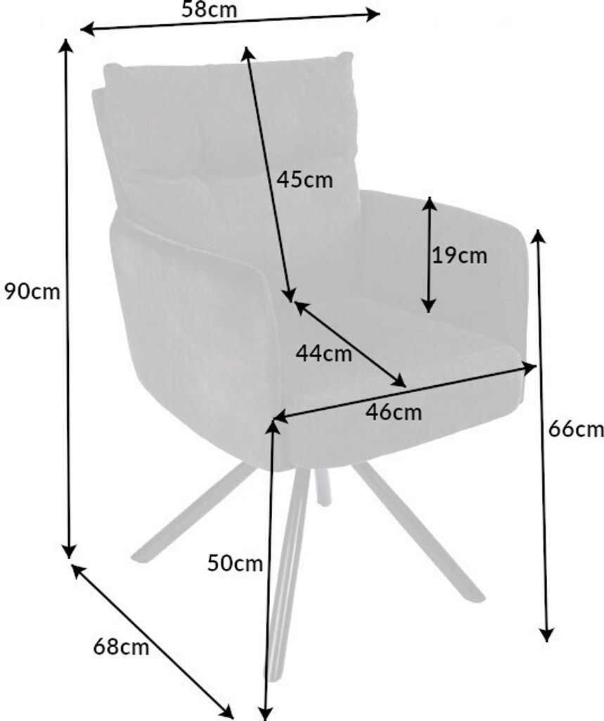 riess-ambiente Drehbarer Stuhl BIG GEORGE anthrazit Samt Produktbild 12