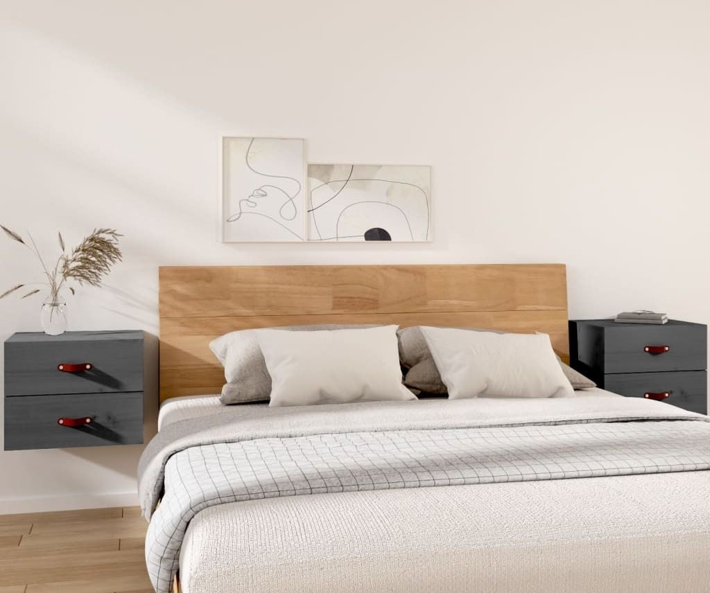 The Living Store Wand-Nachttische 2 Stk. Grau 50x36x40 cm