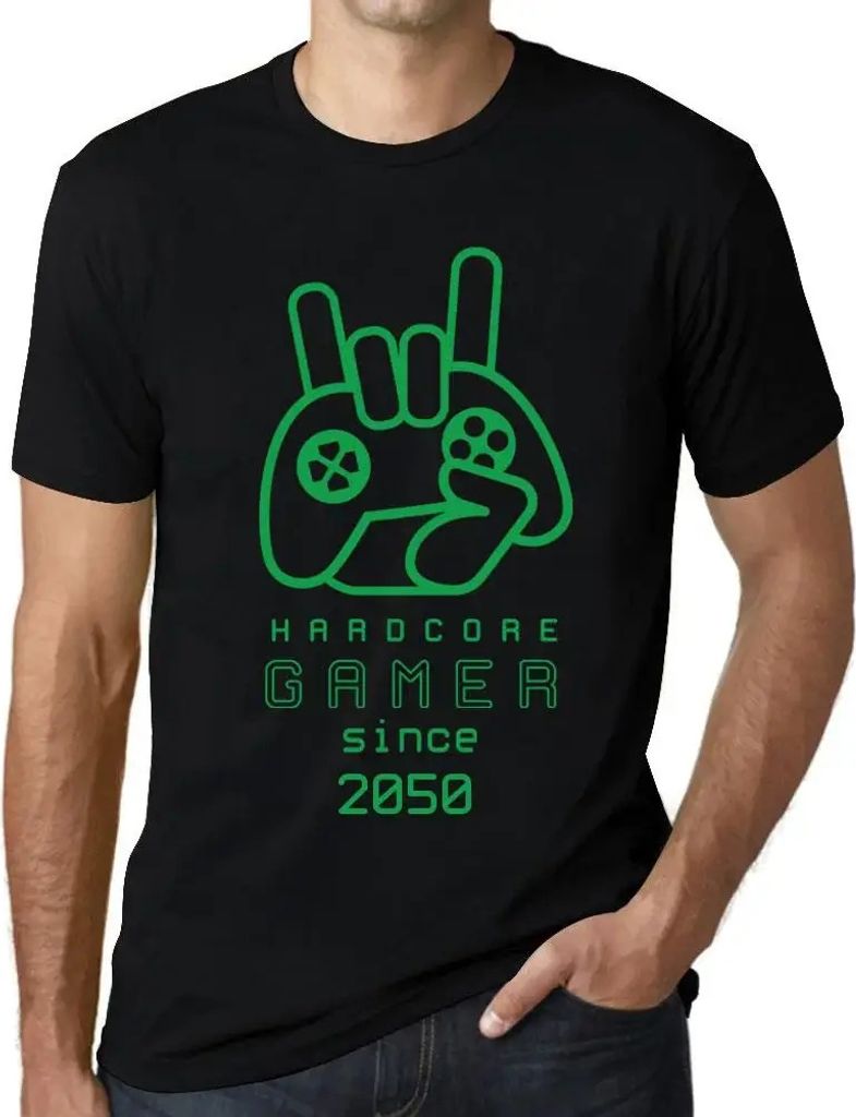 Herren Grafik T-Shirt Hardcore-Joystick-Spieler seit 2050 – Hardcore Joystick Gamer Since 2050 – Öko-Verantwortlich Vintage Jahrgang Kurzarm L...