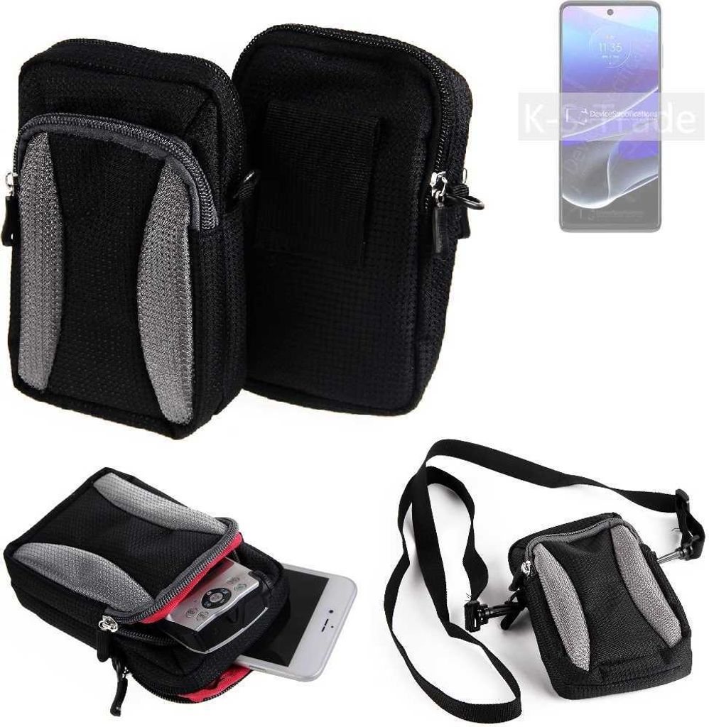 K-S-Trade Holster Schutz Hülle kompatibel mit Motorola Moto G Stylus 5G (2022) Handy Hülle Gürteltasche Umhängetasche mit Zusatzfach schwarz