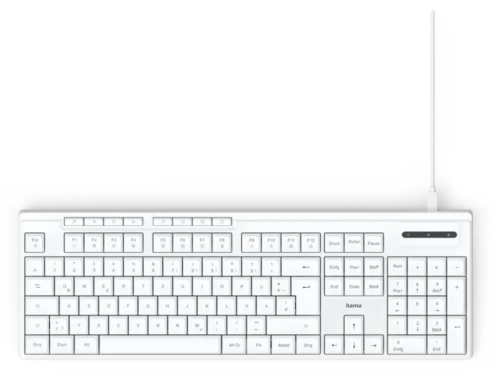 Hama CK-200 Clavier Blanc Filaire USB - Fini les Piles - AZERTY