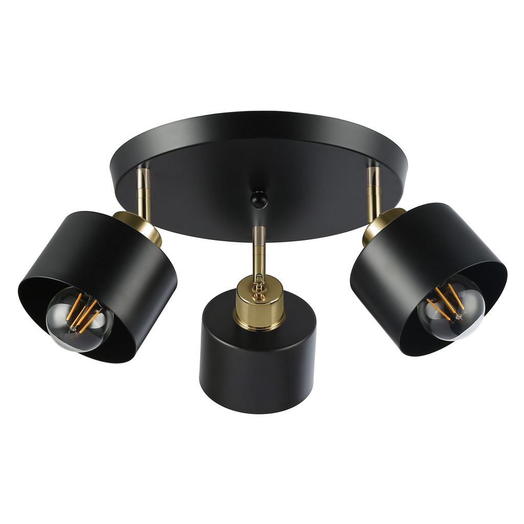 MasterLED Deckenstrahler – Ø 350 mm – 3x E27 bis 35W – IP20 – schwarz kupfer – deckenleuchte – deckenspot schwarz – Elza
