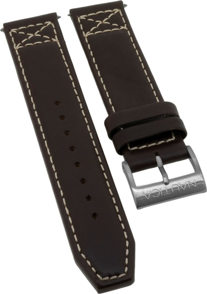 Nautica Herren > Uhrenarmband 20mm Leder braun helle Naht > A14697G
