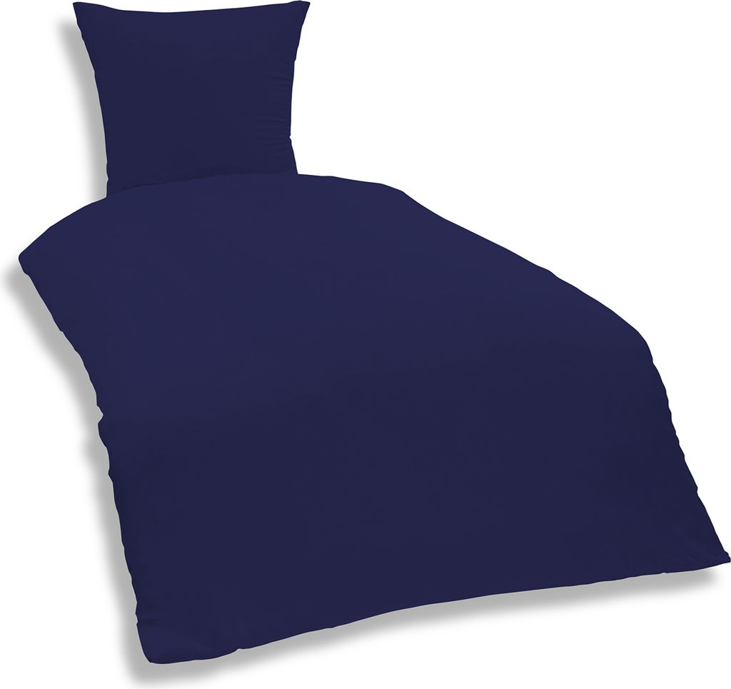 Uni Bettwäsche Einfarbig Mikrofaser Garnituren Bettbezüge, Größe:2 teilig 135x200 cm, Farbe:Navy / Marine Blau