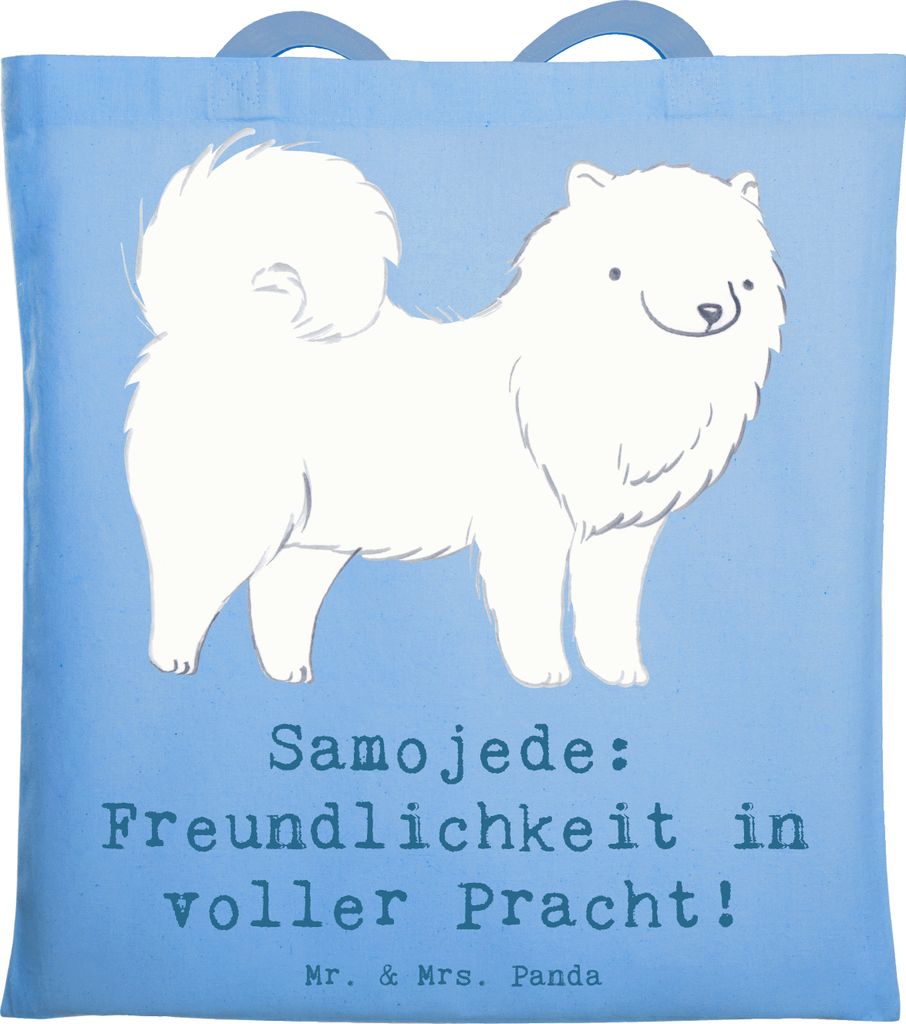 Mr. & Mrs. Panda Jutebeutel Samojede Freundlichkeit - Sky Blue - Geschenk, Laptoptasche, Hundesprüche, Hunderasse, baumwoll shopper, liebevoll, B...