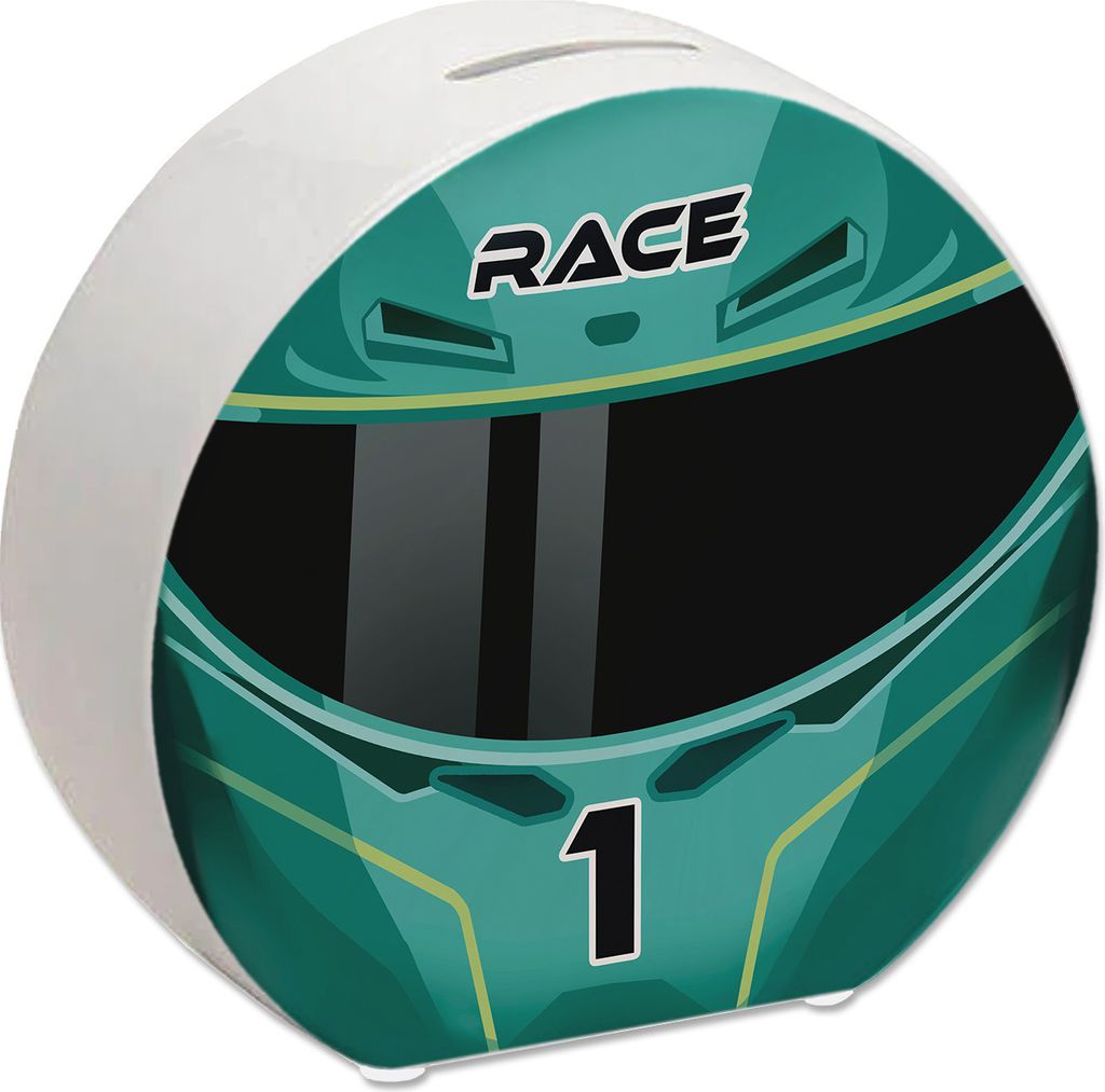 Motorsport-Helm Spardose in Racing Green