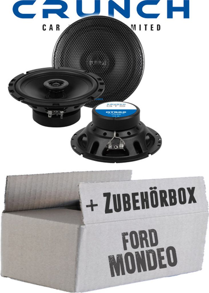 Lautsprecher Boxen Crunch GTS62 - 16,5cm 2-Wege Koax GTS 62 Auto Einbauzubehör - Einbauset passend für Ford Mondeo MK4 BA7 Front Heck - justSOUND