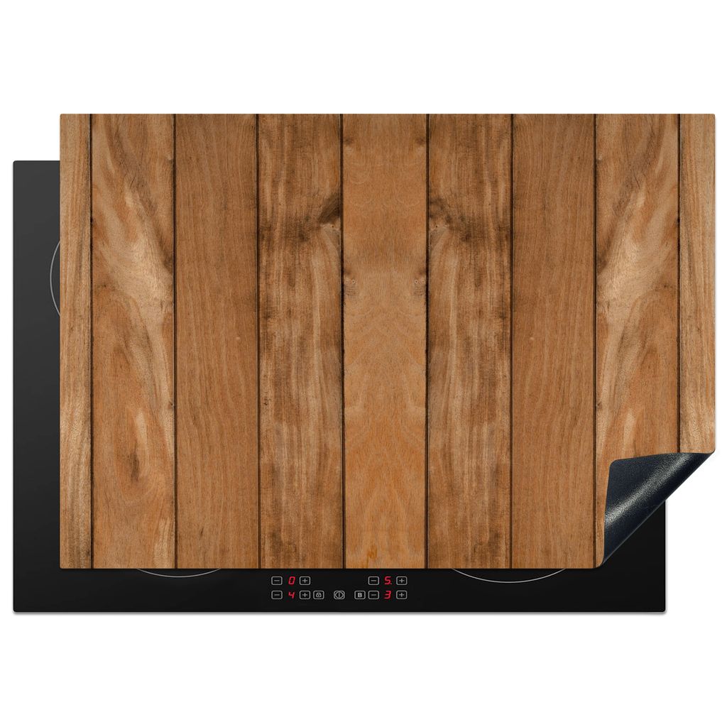 KitchenYeah Herdabdeckplatte Holzmotiv - Regale - Industriell , 75x52cm, Küche Deko, Glaskeramikkochfeld Herdabdeckung, Abdeckplatte fùr Kochfeld