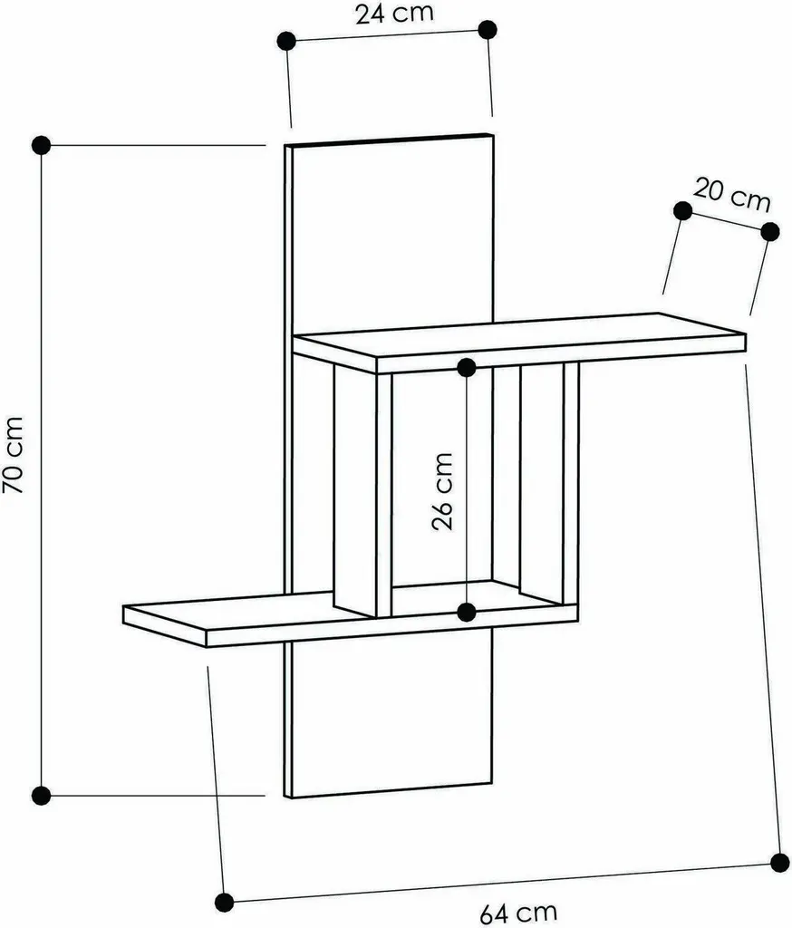 Étagère Lozen 2 Tablettes Anthracite 70h cm Structure Métal Compacte